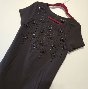 Club Monaco Black Embellished Mini Dress